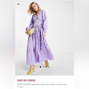 NWT. ASOS Gathered waist maxi dress in seersucker. Size 14